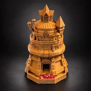 Steampunk dice tower with dice