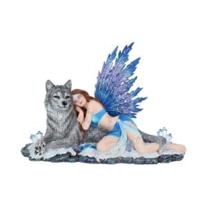 Lupiana Winter Fairy & Wolf Figurine 34cm