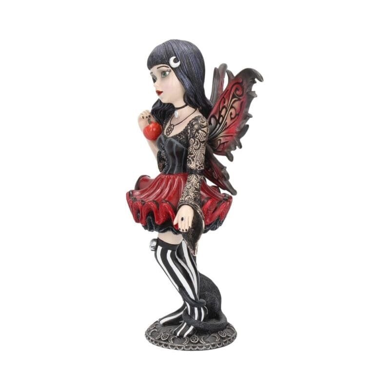 Hazel — a gothic fairy figurine with black cat,pentagram & forbidden apple. Hand-painted resin,16cm. The perfect dark fantasy gift for collectors.