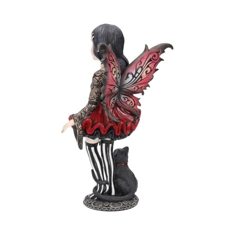 Hazel — a gothic fairy figurine with black cat,pentagram & forbidden apple. Hand-painted resin,16cm. The perfect dark fantasy gift for collectors.