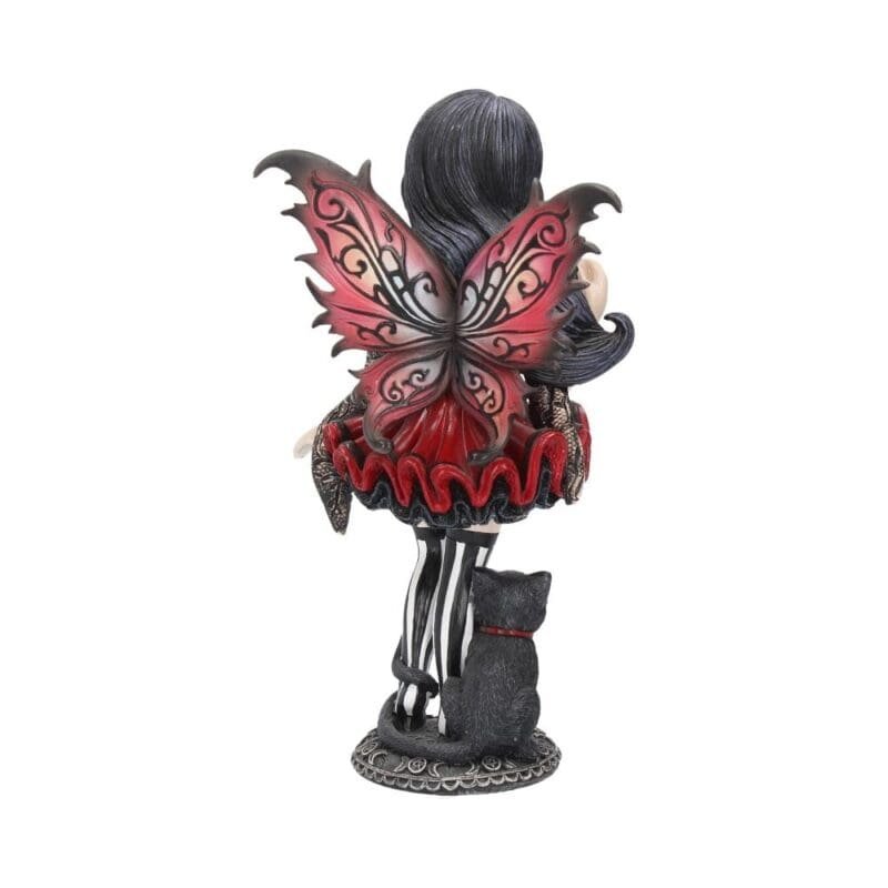 Hazel — a gothic fairy figurine with black cat,pentagram & forbidden apple. Hand-painted resin,16cm. The perfect dark fantasy gift for collectors.
