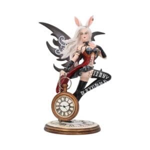 Rabbit Fantasy Fairy Figurine with Clock 20cm