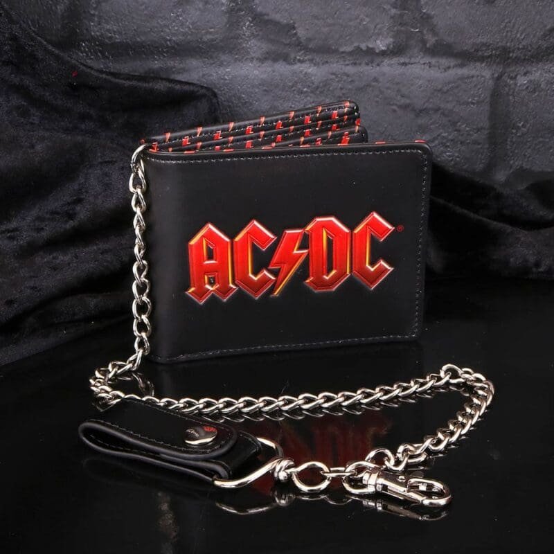 AC/DC wallet,AC/DC leather wallet,AC/DC chain wallet,officially licensed AC/DC gift,rock band wallet UK,music fan wallet,AC/DC merchandise UK,band wallet gift