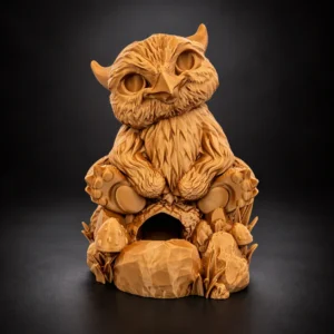 baby owlbear dice tower dnd 3d printed gold