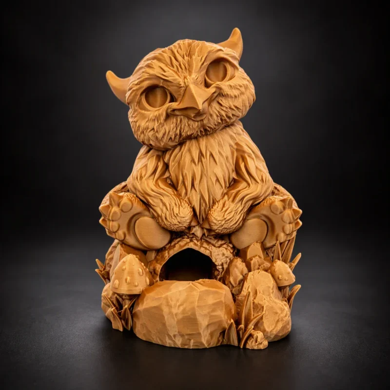baby owlbear dice tower dnd 3d printed gold baby owlbear dice tower dnd 3d printed gold