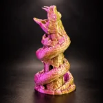 basilisk snake dice tower Gold and pink snake sculpture