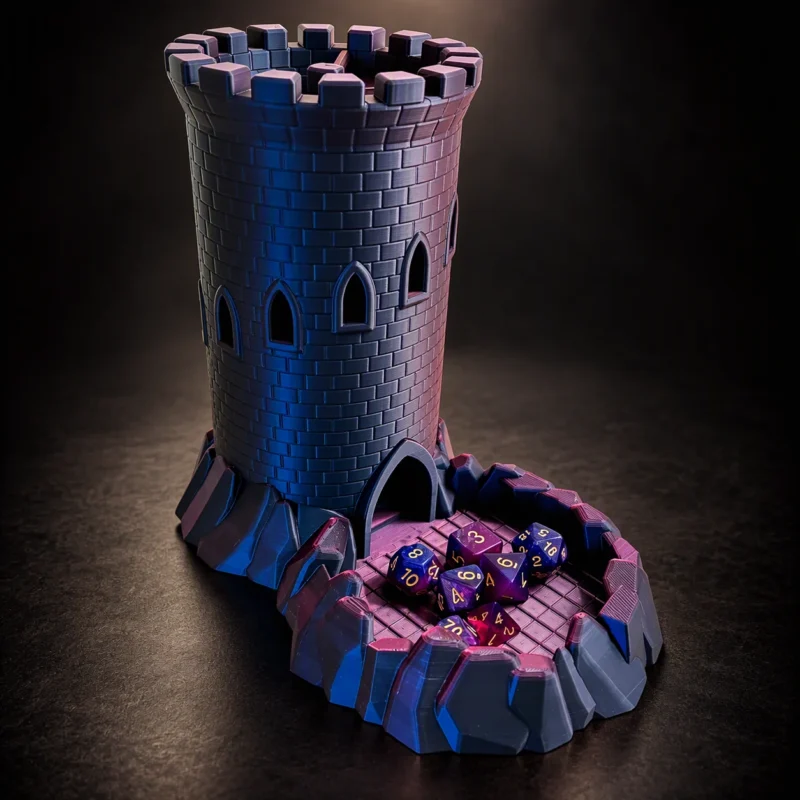 Castle dice tower with dice