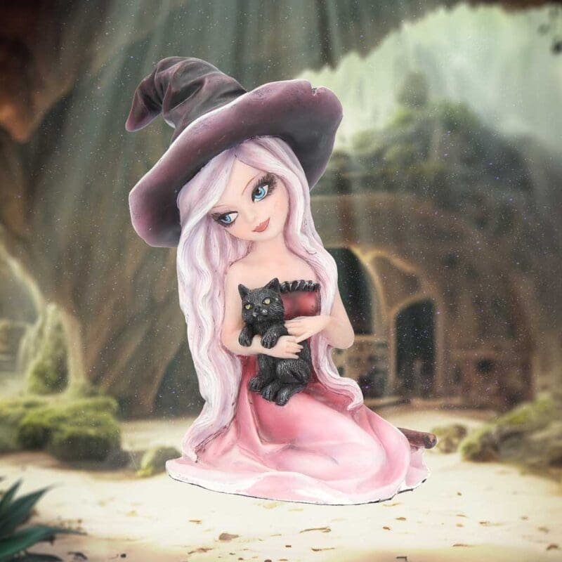 witch figurine,witch ornament,black cat ornament,gothic witch figurine,cat lover gift,resin witch figurines,witch gift,cute witch figurine,black cat figurine,alternative gift