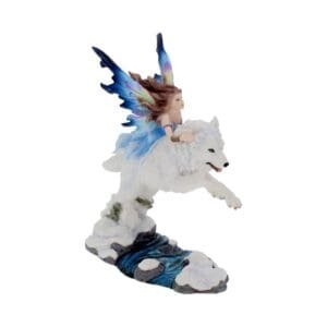 Free Spirit Fairy & White Wolf Figurine 23.5cm