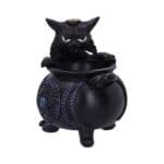 d5541t1-1.jpg witch gift,backflow incense burner,cat incense burner,witch incense burner,cat incense holder,cauldron incense burner,witch cat ornament,gothic incense burner,cat backflow incense burner,black cat incense burner