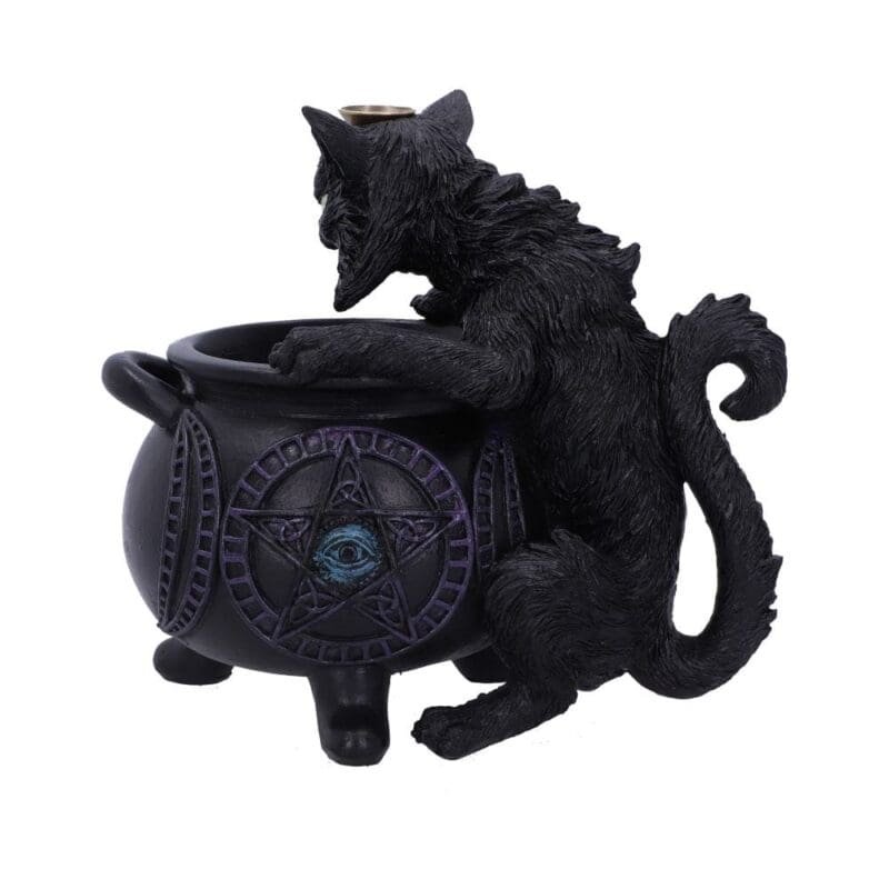 witch gift,backflow incense burner,cat incense burner,witch incense burner,cat incense holder,cauldron incense burner,witch cat ornament,gothic incense burner,cat backflow incense burner,black cat incense burner