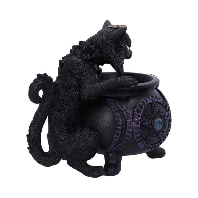 witch gift,backflow incense burner,cat incense burner,witch incense burner,cat incense holder,cauldron incense burner,witch cat ornament,gothic incense burner,cat backflow incense burner,black cat incense burner