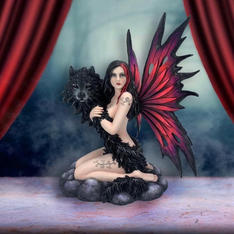 fairy and wolf figurine