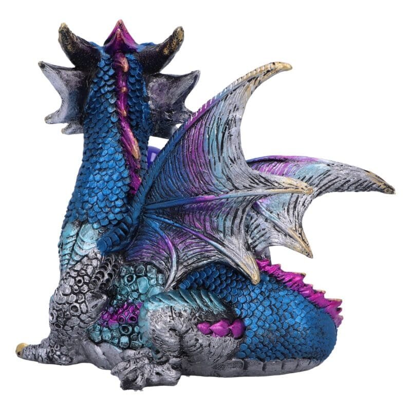 Orb Hoard Blue Dragon Figurine,Fantasy Dragon Ornament,Dragon Collectible Figurine,Alternative Home Décor Dragon,Blue Orb Dragon