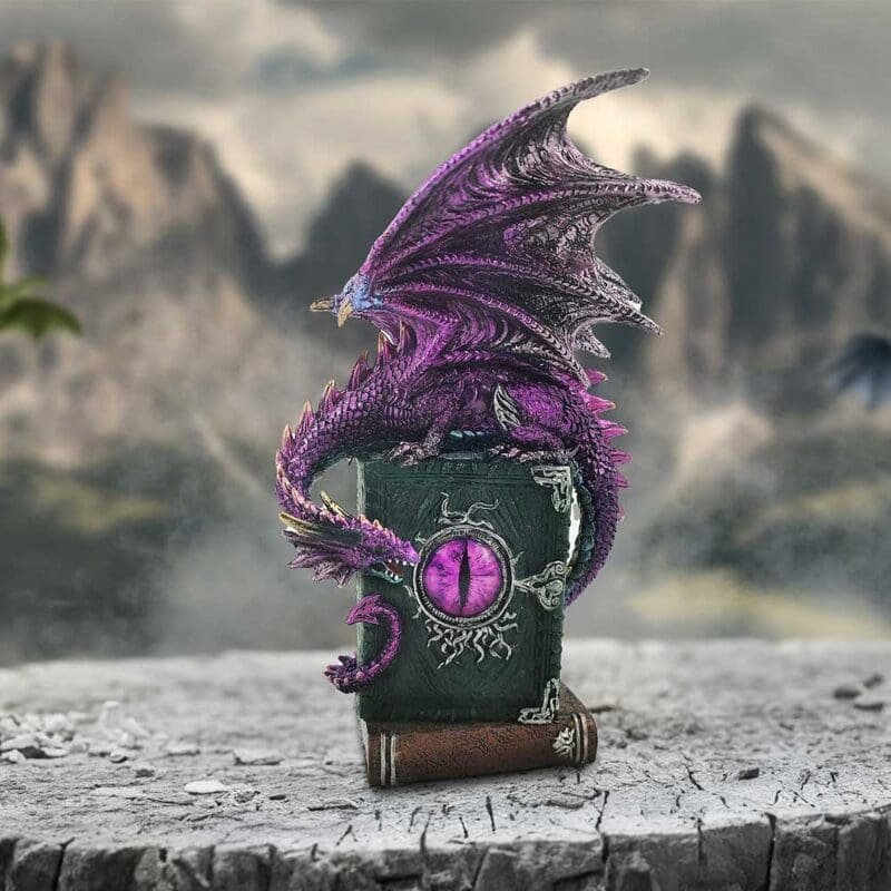 Dragon Fable Figurine,Dragon Fable 24cm,Nemesis Now Dragon Figurine,Purple Dragon Ornament,Fantasy Dragon Decor,Dragon Collectible Gift