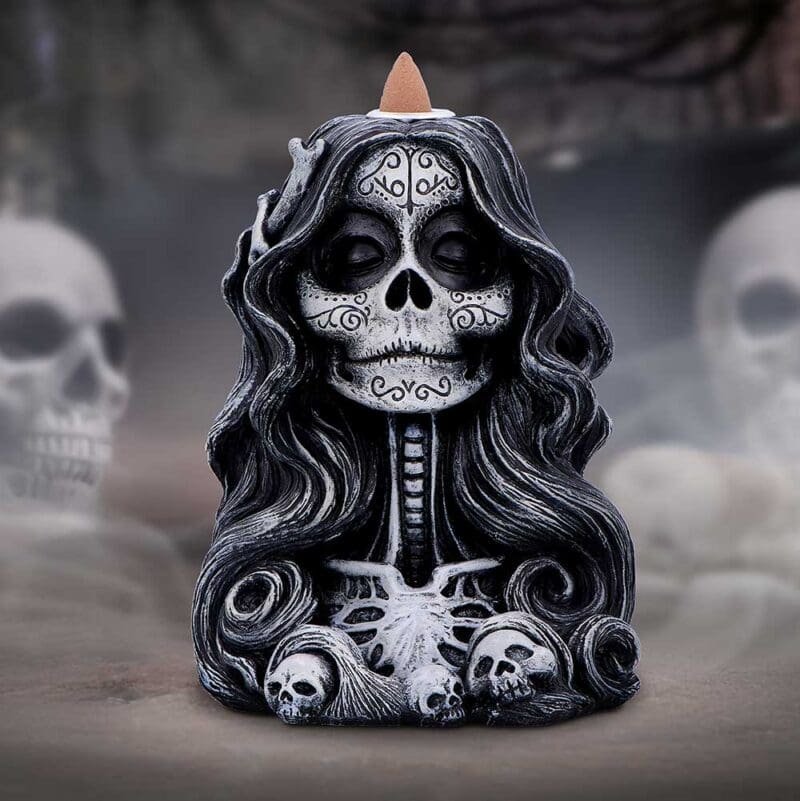 backflow incense burner,skull incense burner,skull incense holder,gothic incense burner,skull backflow incense burner,day of the dead incense burner,sugar skull incense holder,skull waterfall incense burner,gothic homeware