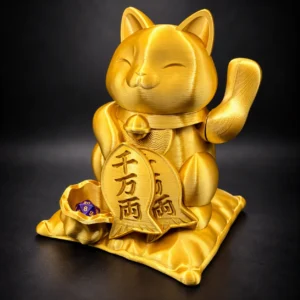 Golden lucky cat with coins
