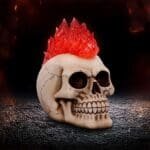 Flaming Skull Figurine,Gothic Halloween Decoration,Punk Rock Home Decor,Resin Skull Statue,Alternative Biker Gift