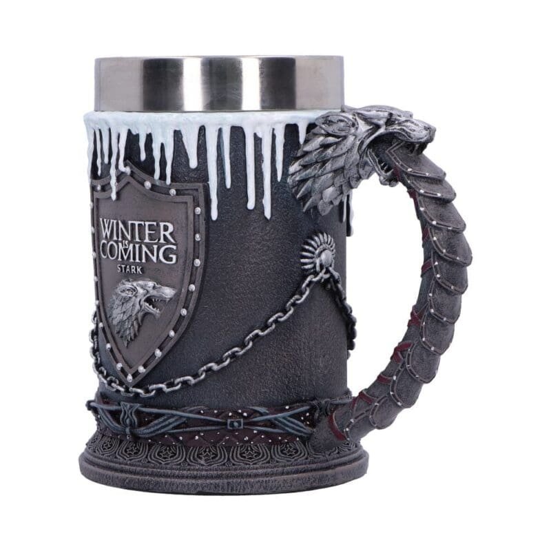 Official Game of Thrones Mug,House Stark Collectible,Winter is Coming Gift,Direwolf Fantasy Drinkware,Westeros Barware Decor