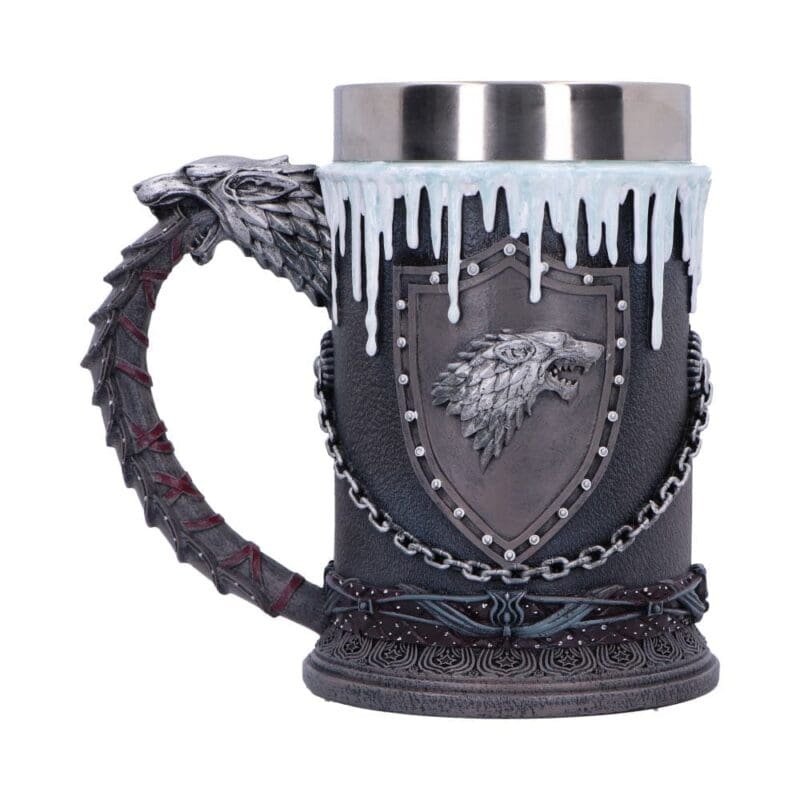 Official Game of Thrones Mug,House Stark Collectible,Winter is Coming Gift,Direwolf Fantasy Drinkware,Westeros Barware Decor