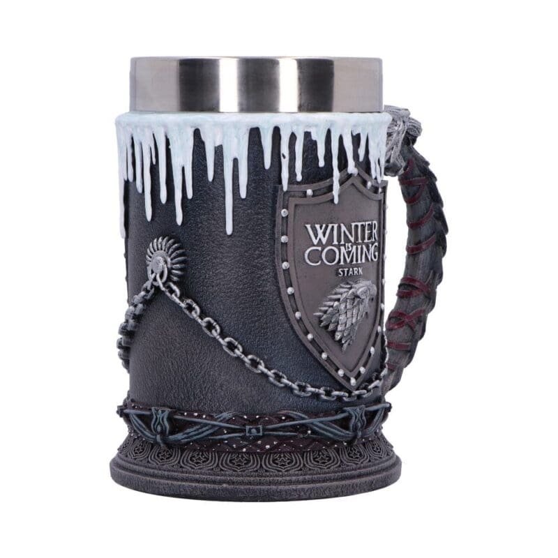 Official Game of Thrones Mug,House Stark Collectible,Winter is Coming Gift,Direwolf Fantasy Drinkware,Westeros Barware Decor