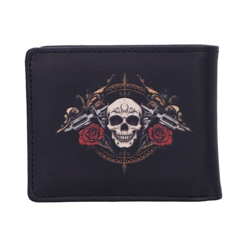 Tattoo Wallet,Rockabilly Skull Purse,Vintage Tattoo Flash Art,Alternative Biker Accessory,Old School Rose and Wings