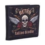 b7137c25-3.jpg Tattoo Wallet,Rockabilly Skull Purse,Vintage Tattoo Flash Art,Alternative Biker Accessory,Old School Rose and Wings