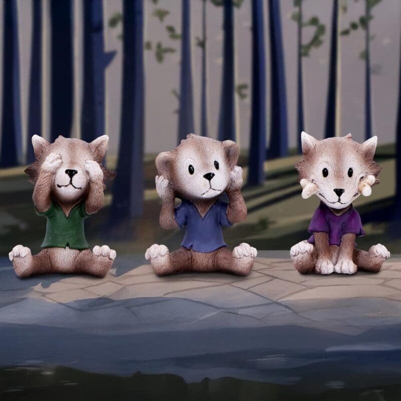 Three Wise Werewolves figurines,Nemesis Now collectible,Hear no evil see no evil speak no evil statue,Werewolf collectible set,Gothic or fantasy werewolf decor
