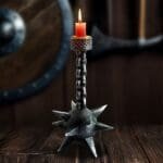 Gothic Candle Holder,Nemesis Now Decor,Medieval Weapon Ornament,Meteor Hammer Candlestick,Spiked Ball and Chain Decor