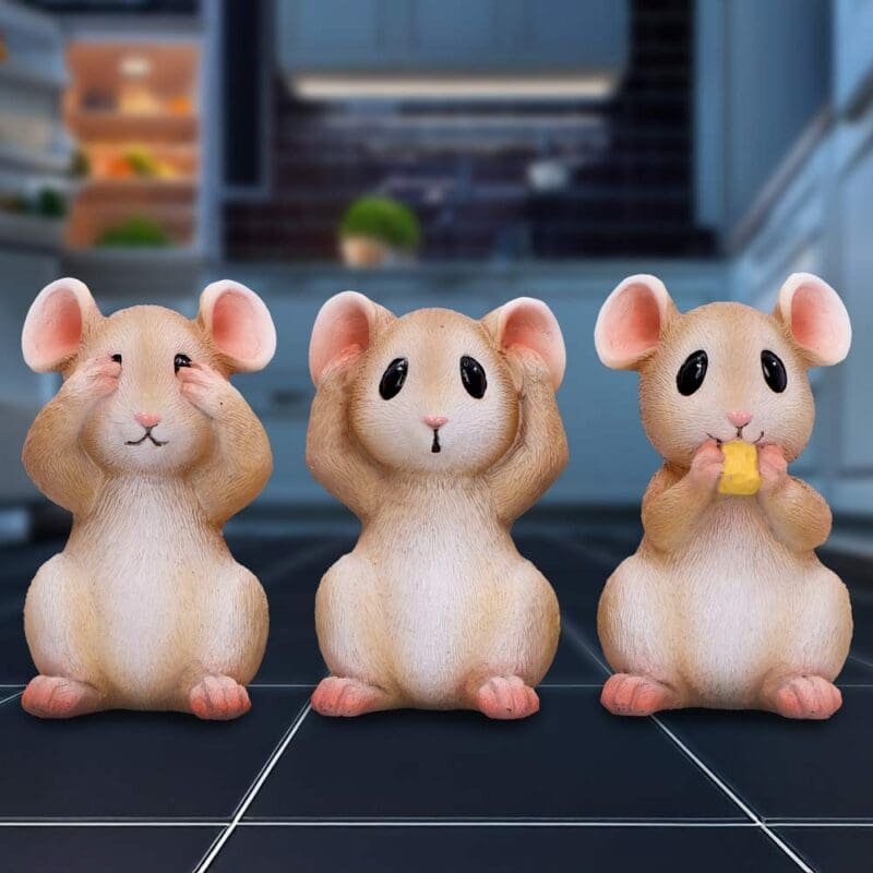 three wise mice figurine