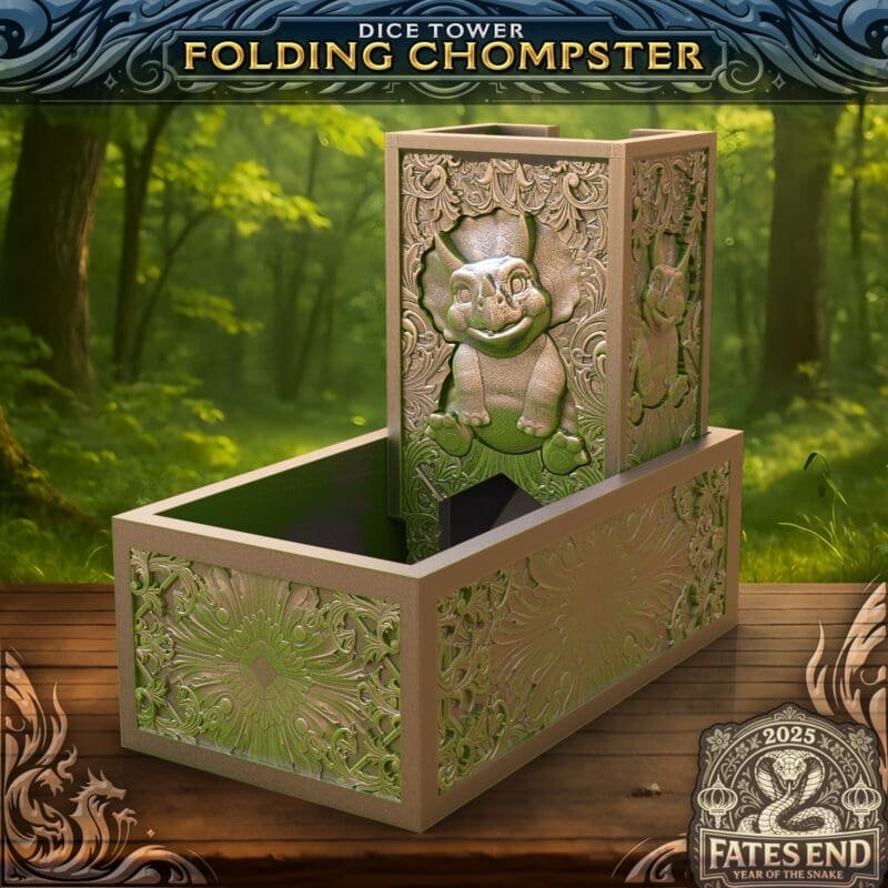 Foldable Dice Tower,3D Printed Dice Tower,Travel Dice Roller,Eco-Friendly TTRPG Gift,Dinosaur D&D Accessory