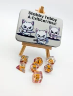Cat Dice Set,D&D Dice,Polyhedral Dice Set,TTRPG Gift for Cat Lovers,Dice with Inclusions