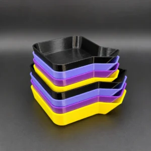 Stacked colorful 3D printed trays