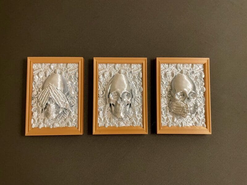 Three Wise Skulls,Gothic Home Decor,Skull Wall Art,Hear See Speak No Evil Skulls