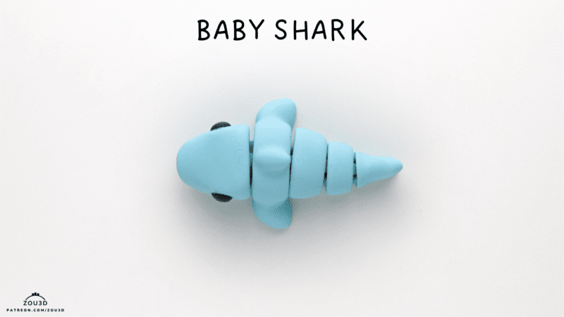 3D Printed Fidget Toy,Articulated Baby Shark,Sensory Toy,Stocking Filler,Keychain Fidget