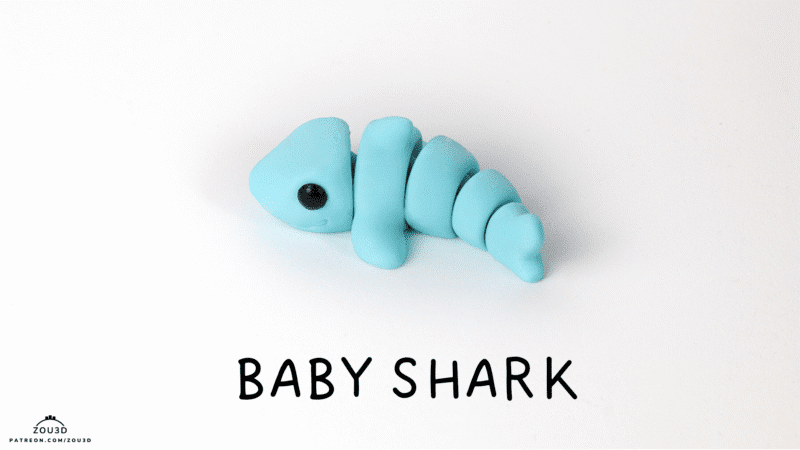 3D Printed Fidget Toy,Articulated Baby Shark,Sensory Toy,Stocking Filler,Keychain Fidget