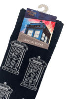BBC-Doctor-Who-Official-Tardis-socks-one-size Doctor Who TARDIS Socks, Official Doctor Who Merchandise, Whovian Gifts, Adult Novelty Socks, Blue TARDIS Socks