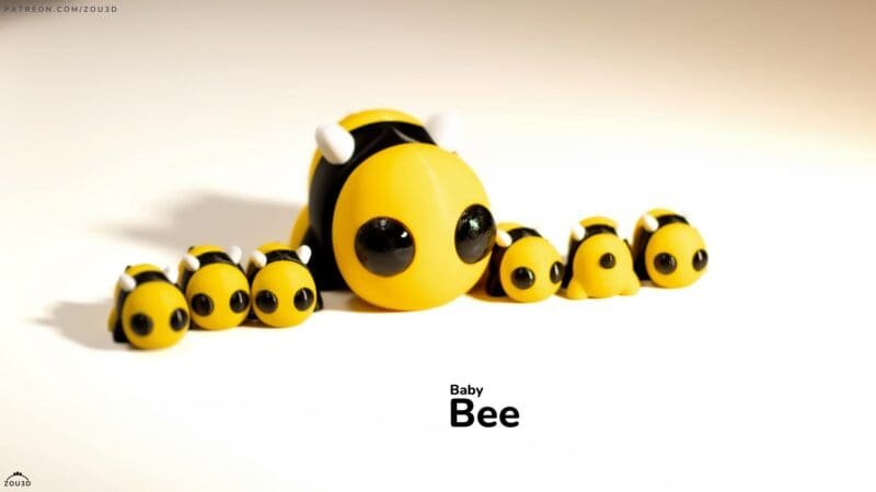 3D Printed Fidget Toy,Sensory Toy,articulated baby bee,Stocking Filler,Keychain Fidget