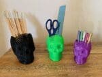 Skull Pen Holder,Gothic Desk Decor,Makeup Brush Holder,3D Printed Office Gift,Geometric Skull Planter