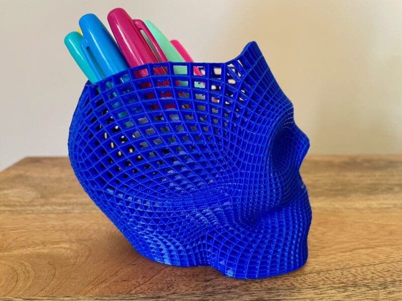 Skull Pen Holder,Gothic Desk Decor,Makeup Brush Holder,3D Printed Office Gift,Geometric Skull Planter