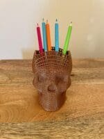 Skull Pen Holder,Gothic Desk Decor,Makeup Brush Holder,3D Printed Office Gift,Geometric Skull Planter