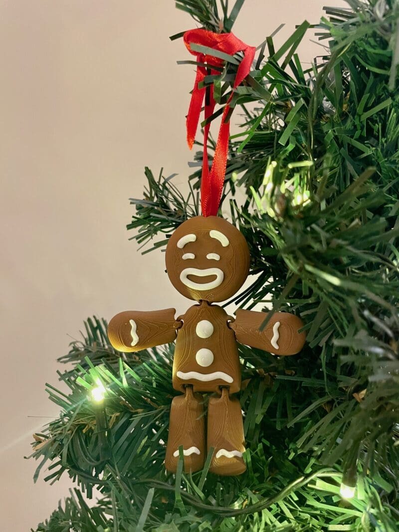 Gingerbread Man Decoration,3D Printed Ornament,Flexi Factory,Articulated Christmas Toy,Hanging Tree Decor
