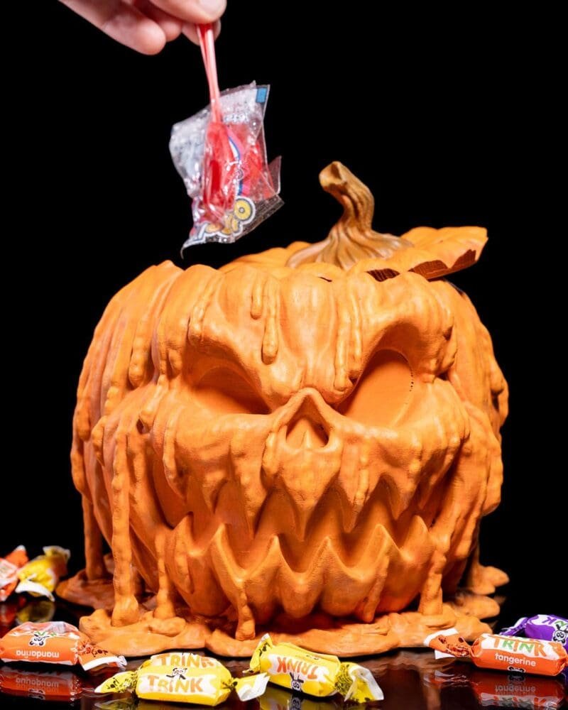 Melting Pumpkin Candy Bowl, 3D Printed Halloween Decor, Spooky Candy Dish, Halloween Table Centerpiece, Unique Trick or Treat Bowl
