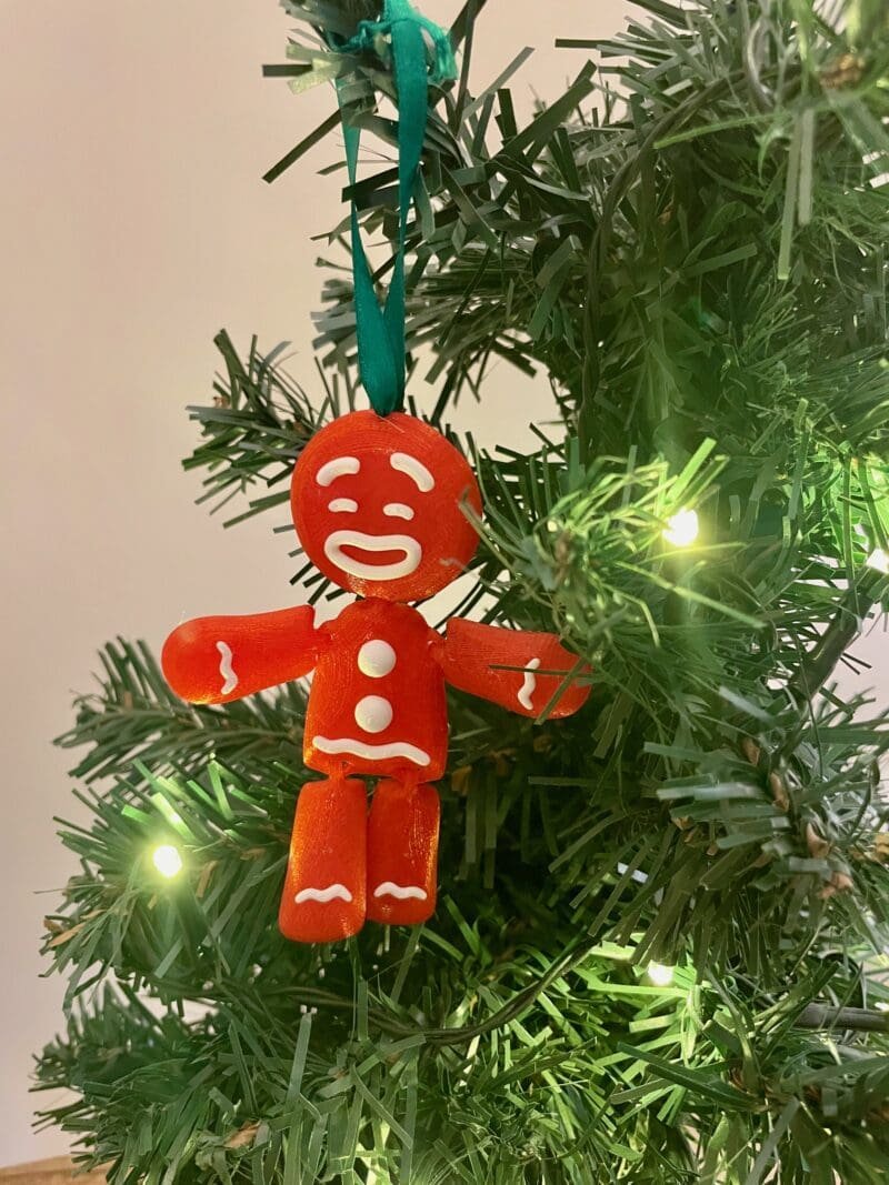 Gingerbread Man Decoration,3D Printed Ornament,Flexi Factory,Articulated Christmas Toy,Hanging Tree Decor