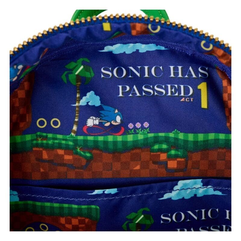 Loungefly Sonic the Hedgehog Mini Backpack,Sega Classic Cosplay,Vegan Leather Bag,GeekCore Gaming Accessory,Collectible Plush Backpack