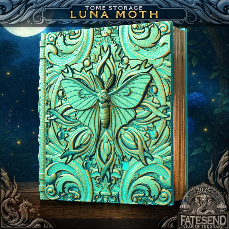 Luna Moth Spellbook Dice Box,TTRPG Dice Storage,Dungeons and Dragons Accessory,Dice Vault,DM Gift