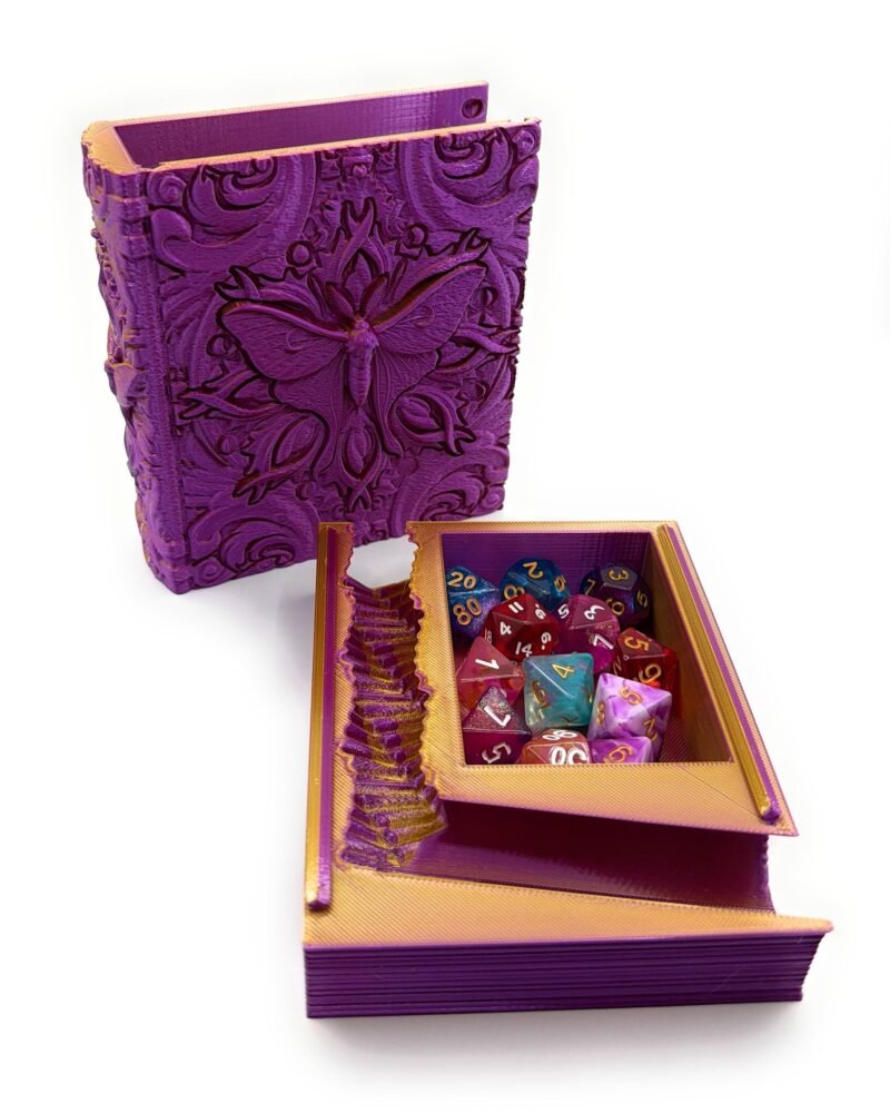 Luna Moth Spellbook Dice Box,TTRPG Dice Storage,Dungeons and Dragons Accessory,Dice Vault,DM Gift