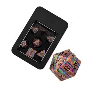Metal Strata Copper Rainbow poly dice set