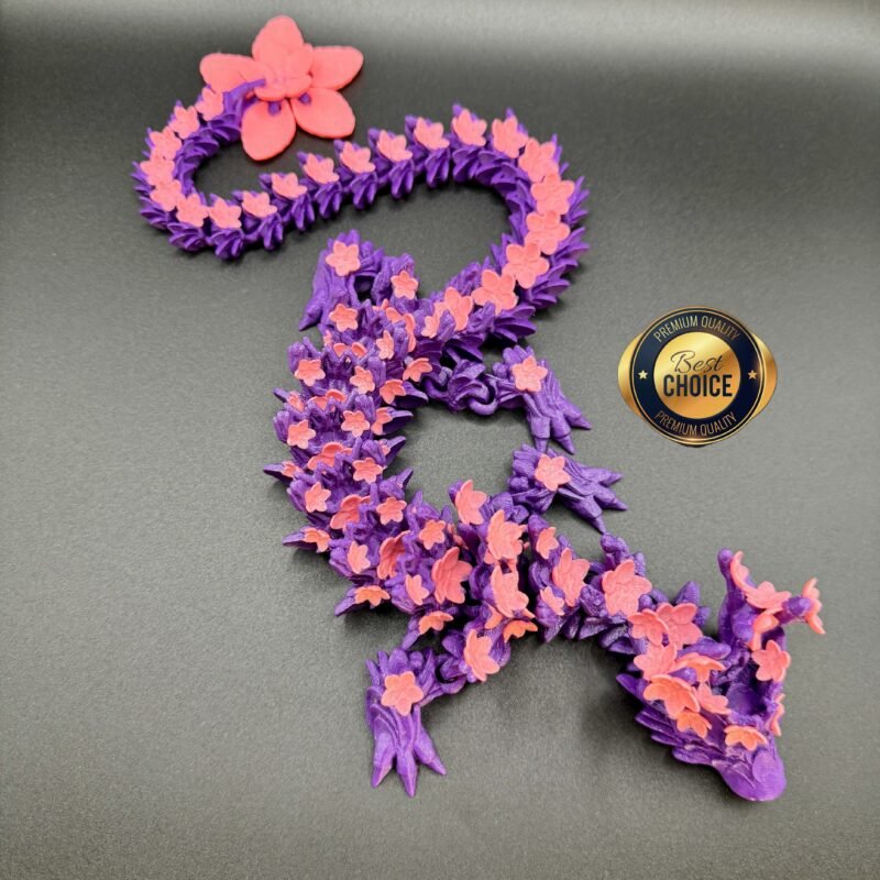 articulated cherry blossom dragon,Articulated dragon model,Cherry blossom dragon,Flexi dragon fidget,Fantasy dragon décor,3D printed dragon collectible