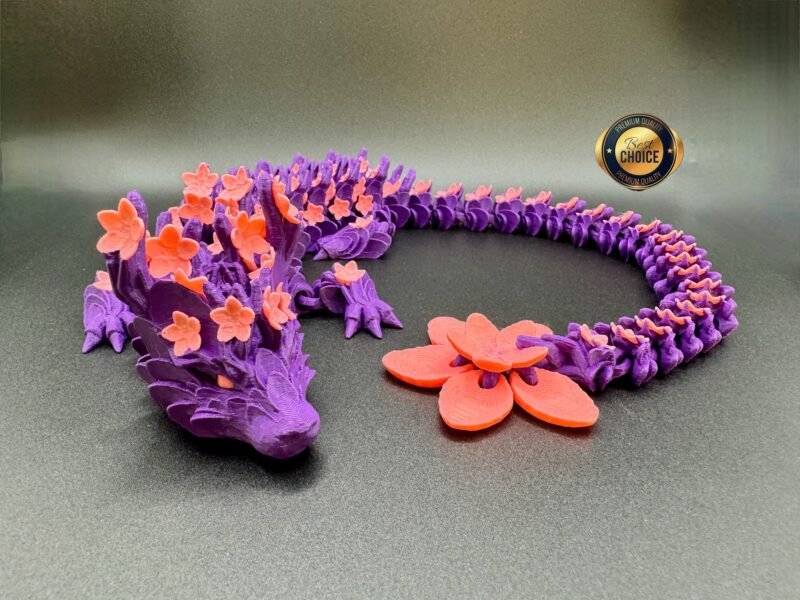 articulated cherry blossom dragon,Articulated dragon model,Cherry blossom dragon,Flexi dragon fidget,Fantasy dragon décor,3D printed dragon collectible